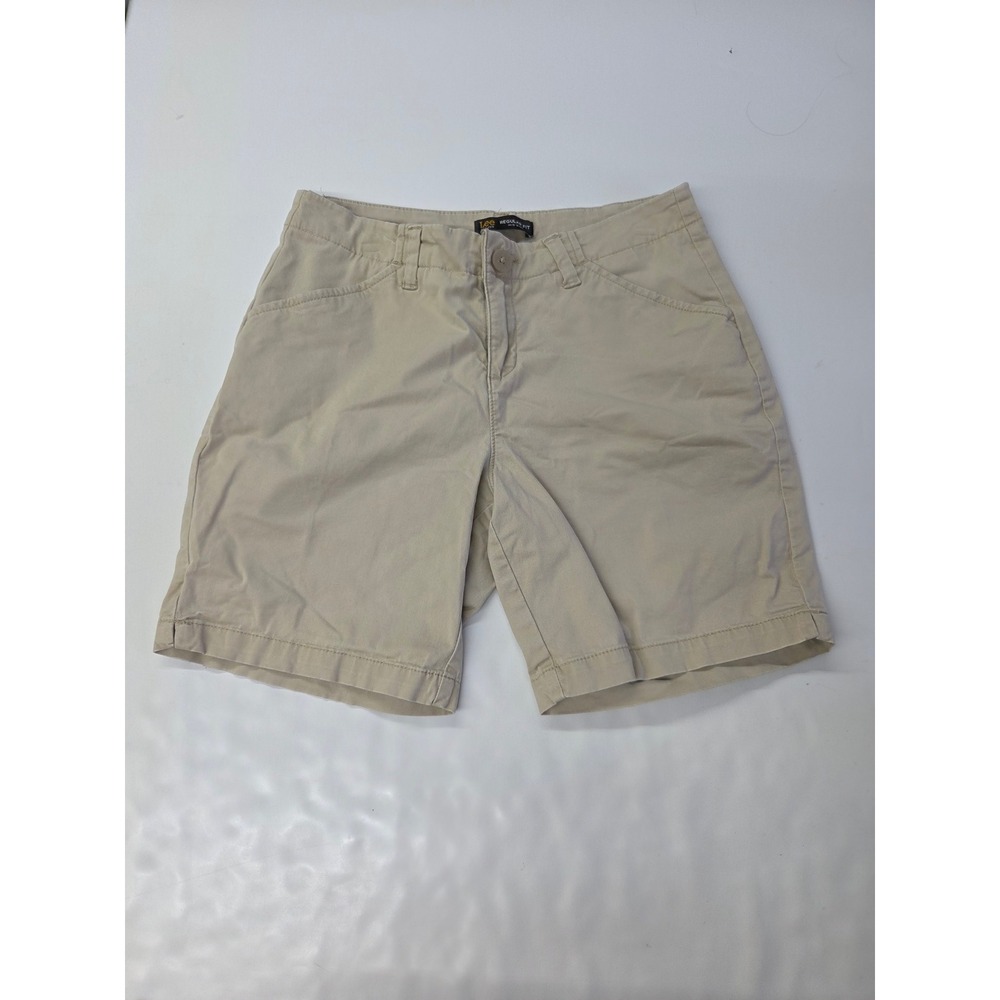 Lee Petites Regular Fit Mid Rise Khaki Chino Shorts Tan Size 6P Preppy Casual